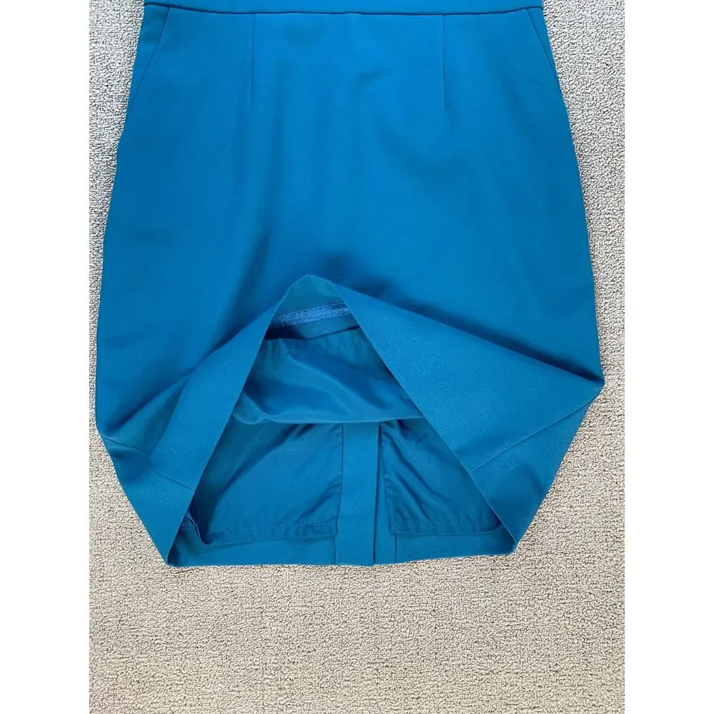 J. Crew Dres Suiting Mini‎ Sheath Career Business Classic Teal Blue Size 8